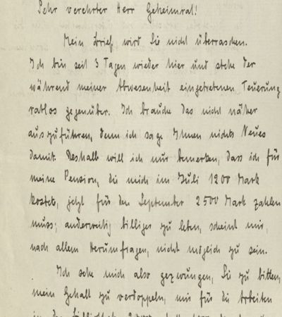 Brief Annemarie Klippels an Paul Fridolin Kehr vom 8. September 1922. MGH-Archiv 338/205