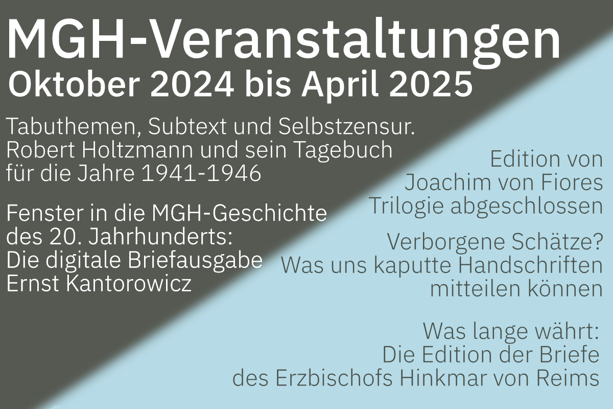 Die MGH laden wieder von Oktober bis April zu Vorträgen (über Zoom und/oder in Präsenz) ein.